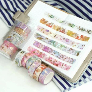 6X Flower Foil Washi Tape Adhesive Scrapbooking Photo Album DIY Card Paper Gift - Picture 1 of 11
