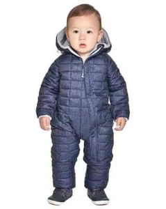 NEW SNOZU BLUE BABY BUNTING SNOWSUIT FLEECE LINED 3-6M BABY BOY  - Picture 1 of 4