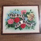 Vintage God Bless Our Home Painting Hand Painted On Board Floral No Frame 12X16