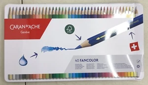 Caran d'Ache Fancolor 40 wasserlösliche Farbstifte Künstler Skizzieren Dose Set - Bild 1 von 2