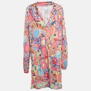 Chanel Multicolor Printed Jersey Full Sleeve Mini Dress L - Picture 1 of 4