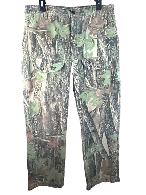 Vintage OCOEE Camo Chamois Cargo Pants Sz 35 Hunting Pants Rebark 100% Cotton - Image 1 of 4