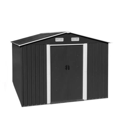 ESTEXO Geräteschuppen Gerätehaus Gartenhaus 392x257x178 cm Metall Fundament Anthrazit