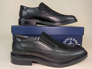 Dockers Shoes Mens 9.5 M Proposal Bike Toe Loafers Black Leather Slip On NEW - Picture 1 of 9