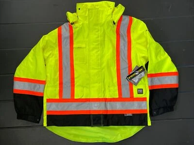 NEW Work King XL Safety Jacket Parka Hooded Hi Vis Reflective Yellow NWT - Image 1 of 4