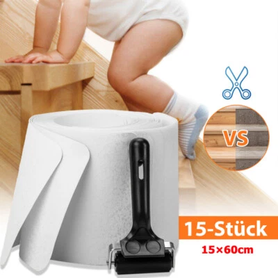 Anti Rutsch Streifen für Treppen und Stufen selbstklebend Transparent 15 Stück - Bild 1 von 4