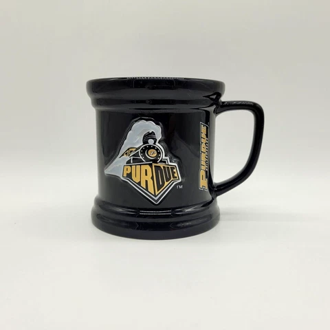 PURDUE BOILERMAKERS Coffee Mug Raised Logo Cup Black Encore Group Cover