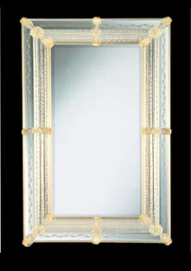 Mirror Modern Glass Of Murano Crystal And Gold Wall Horizontal Or Vertical - Picture 1 of 8