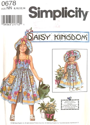 Daisy Kingdom Simplicity Child's/Doll Sundress,Shorts,Hat Pattern 0678 3-6 UNCUT - Image 1 of 3