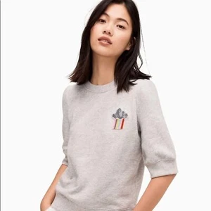 Kate Spade Rain or Shine Sweatshirt Perlen Regenbogen Wolke Regenwolke Damen XS grau - Bild 1 von 12
