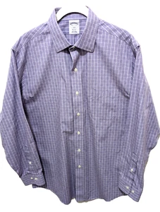 Brooks Bros Men Dress Shirt Sz 15 1/2-2/3 Purple  100% Cotton  Non Iron  Regent - Picture 1 of 8