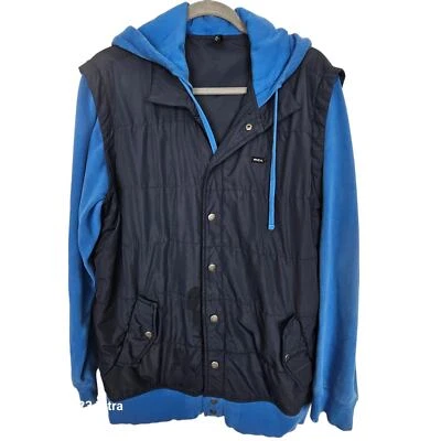 RVCA Sudadera con Capucha Chaqueta Hombres L Azul Negro Frente a Presión Sudadera Chaqueta Exterior Foto 1 de 4