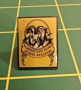Prendedor de solapa de metal vintage de registro de caballos del fiordo noruego - Imagen 1 de 2