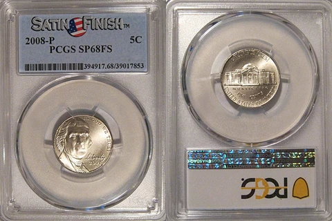 2008 P Jefferson Nickel 5c PCGS SP68FS Full Steps Satin Finish Cover