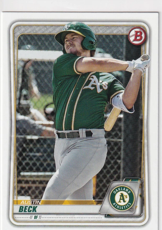 2020 BOWMAN RC AUSTIN BECK OAKLAND ATHLETICS ROOKIE PROSPECTS - S333 - Image 1 of 2