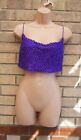OH POLLY PURPLE BEADED PEARL PARTY STRAPPY CROP BRALET TOP BLOUSE T SHIRT 12 M