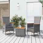 Vidaxl 3 Piece Garden Lounge Set Grey Poly Rattan&solid Wood Acacia