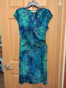 Evan Picone Womens Sz 12 Dress Faux Wrap Cap Sleeve Knee Length - Picture 1 of 9