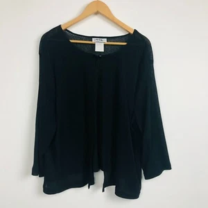 VTG Los Angeles Woman Sheer Long Sleeve Blouse Scoop Neck Solid Black Size 22/24 - Picture 1 of 6