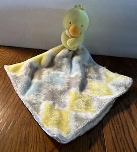 Baby Starter Ente Küken Lovey Sicherheitsdecke Satin Rassel gelb grau blau - Bild 1 von 4