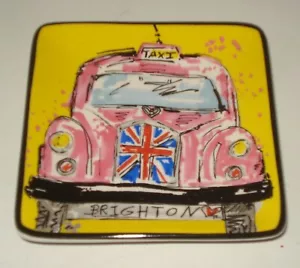 Brighton "FASHION PASSPORT" Porcelain Trinket Tray DISH JEWELRY London TAXI - Picture 1 of 4