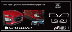 Chrome Head Lights Molding w/ Rear Reflectors Molding for Hyundai 2017 2018 Kona - Imagen 1 de 11