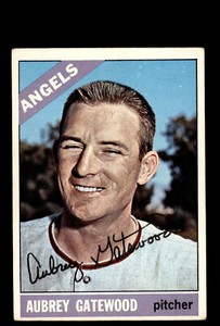 AUBREY GATEWOOD SIGNED TOPPS BASEBALL CARD 1966 #42 AUTO CALIFORNIA ANGELS 