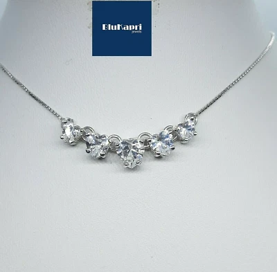 Collana DONNA in Argento 925  con 5  ciondoli Cuore ZIRCONI BIANCHI - Immagine 1 di 4