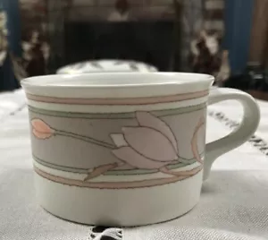 Meadow Sun by Mikasa China, Intaglio, Pastel Tulips, Taupe, Coffee Cups Sets - Picture 1 of 10