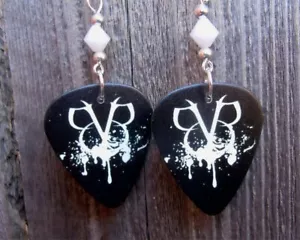 Black Veil Brides Wretched and Divine Guitar Pick Earrings with Clear Crystals - Picture 1 of 3