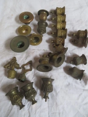 bon lot 23 x bobèche ancien chandelier bougeoir lustre laiton bronze régule - Photo 1/4