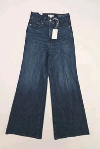 GOOD AMERICAN Good Waist Palazzo Wide Leg Jeans in Blue Denim $149 Size 4/27 - Picture 1 of 10