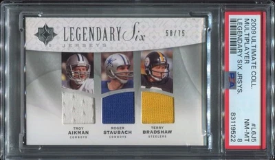 2009 Ultimate Collection Six Jerseys Bradshaw 💎Staubach 💎Elway 💎Marino PSA 8 - Image 1 of 2