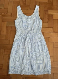 Oliver Bonas Summer Dress size 10 - Blue-and-white Geo print - Picture 1 of 6