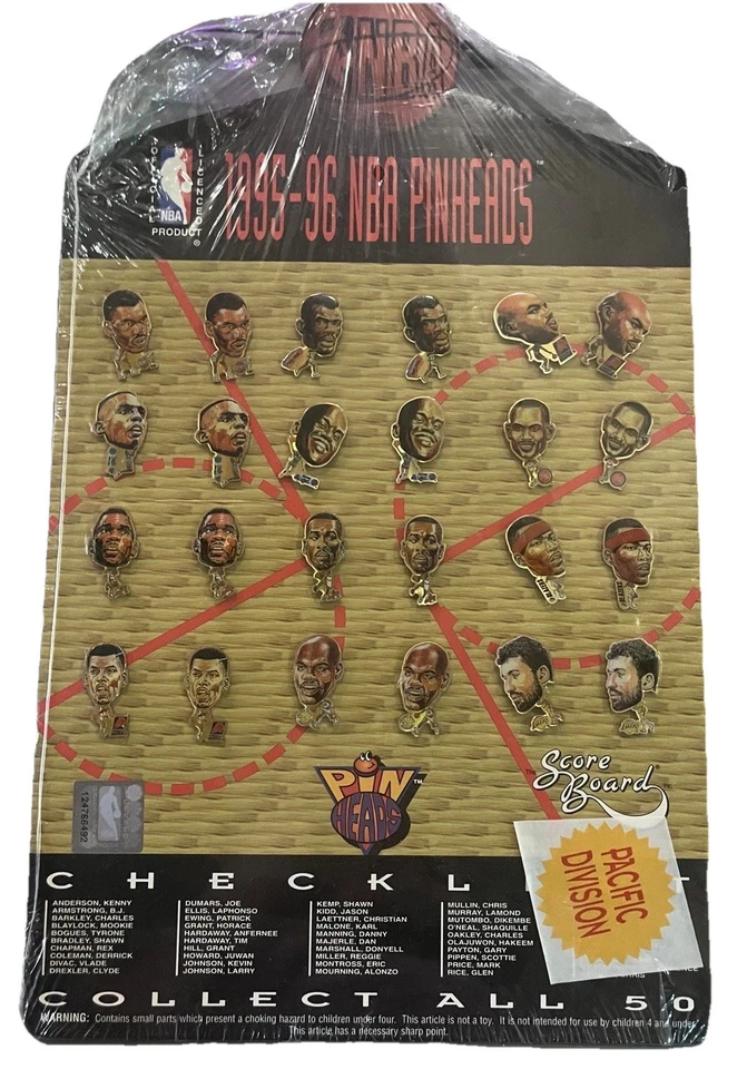 1995-96 NBA Pinheads Pacific division complete board-factory sealed  - Image 1 of 1