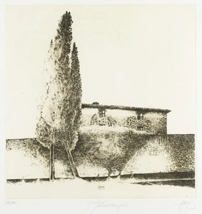 W. HERZOG (*1936), Haus in der Toskana, um 2000, Radierung Realismus Landschaft - Picture 1 of 5