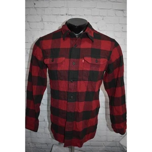 Camisa de franela Levis para hombre talla pequeña roja negra a cuadros leñador NUEVOS ETIQUETAS - Imagen 1 de 8