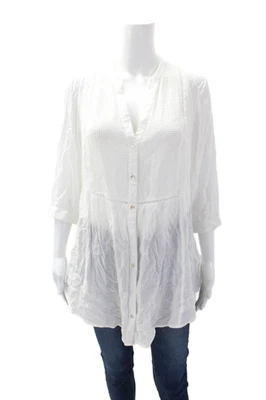 Vix Paula Hermanny Womens Cotton Long Sleeve Button Up Blouse White Size XS - Image 1 of 4