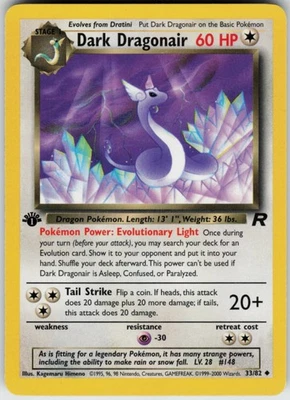 Pokemon TCG Dark Dragonair 33/82 Team Rocket Uncommon card 1st Edition LP - Image 1 of 2