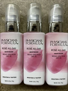 3 PACK Physicians Formula Rosé All Day Face Moisturizer, SPF 30 Brighten Tighten - Picture 1 of 7