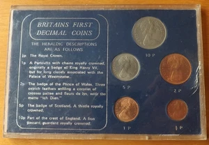 Britains First Decimal Coins 1968-1971 B UNC Grade 5 Coin Set Cased. - Picture 1 of 2