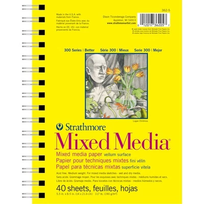 Strathmore 300 Series Mixed Media Paper Pad, Side Wire Bound, 5.5x8.5 inches... - Image 1 of 4