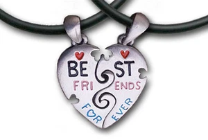 Friend Shack - Best Friends Forever BFF - Color Split Heart Friendship Pendants - Picture 1 of 1