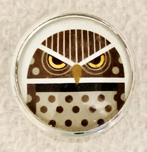 Charley Harper Barn Screech Owl Predator Night Bird 1" Glass Sewing Button CP313 - Picture 1 of 2