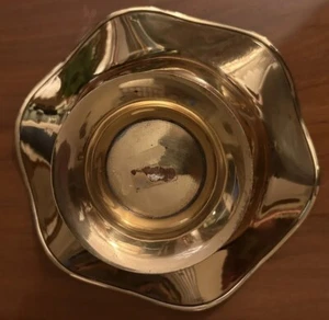 Vintage Brass Gold Color Ruffled Retro Bowl Mixed Uses Decoration Medium - Picture 1 of 9