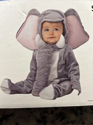 NEW Elephant Infant Baby 0-6 Months Halloween Costume Jumpsuit With Headpiece - Image 1 of 4