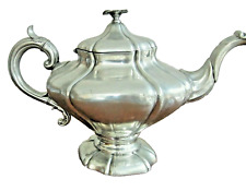 antique pewter teapot rococo style by James Dixon and Sons of Sheffield, England