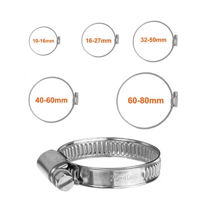 MARKENLOS 1–50 Stück Schlauchschellen Edelstahl DIN 3017 W4 V2A Edelstahl, 9 mm Bandbreite