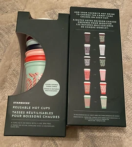 Starbucks Color Changing Set 6 Reusable Hot Cups 2020 Candy Cane Green Red - Picture 1 of 3