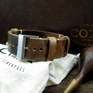 COZY Handmade Style II Military 101 Leather NATO Strap 18mm 20mm 22mm - Picture 1 of 13